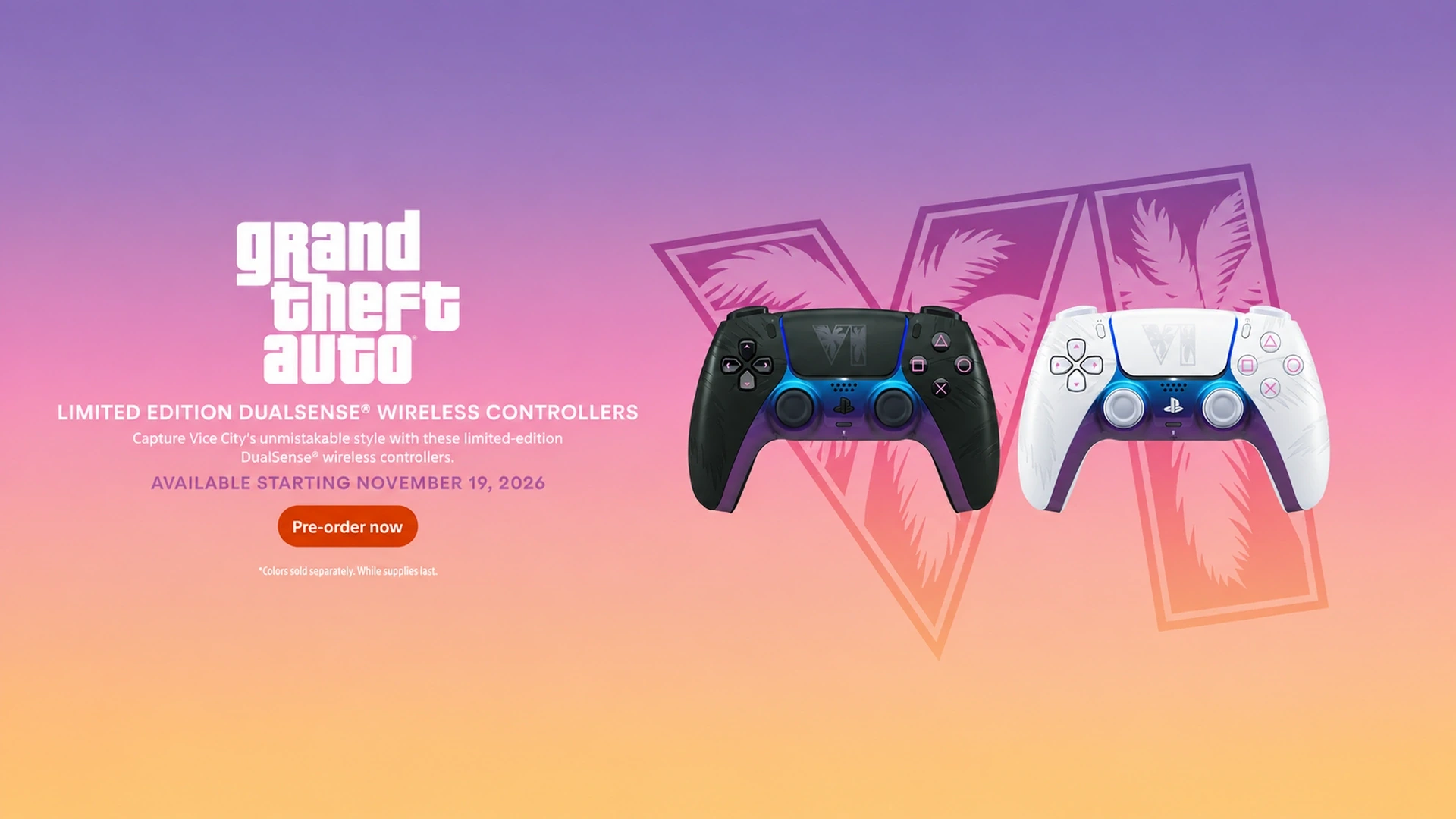 GTA VI limited-edition DualSense controllers present daylight and neon designs